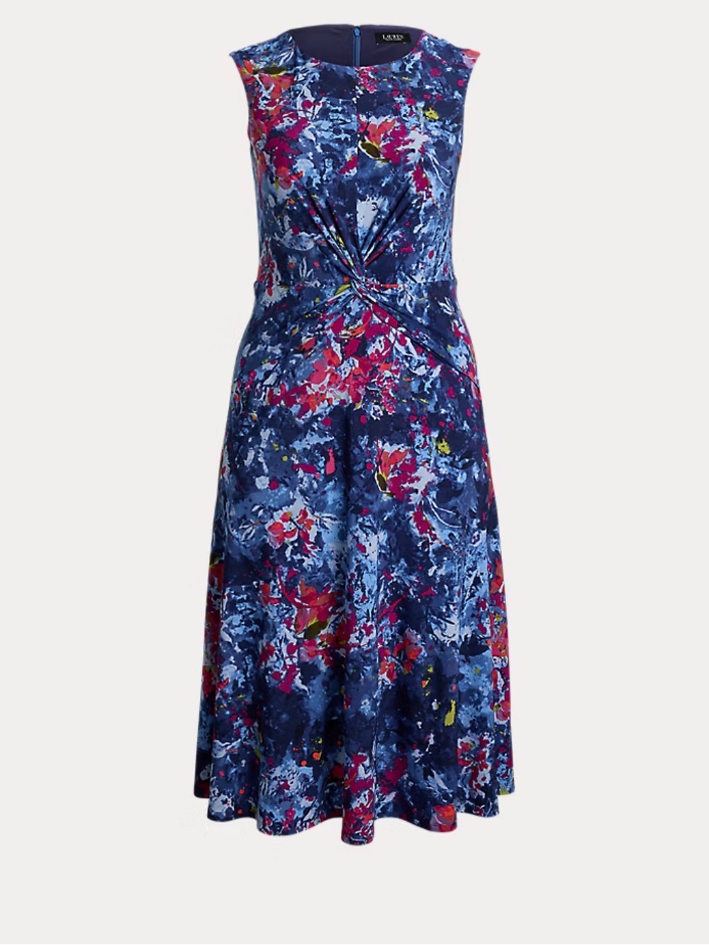 Lauren Ralph Lauren Navy Floral Twist-Waist Midi Dress
